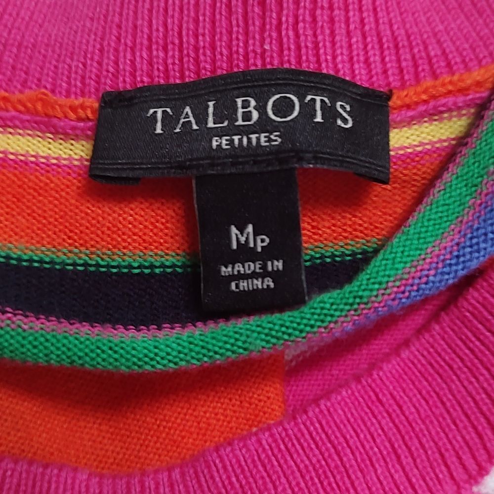 Talbots Petites striped button down cardigan fall multicolor  Sz MP  NWOT - Picture 4 of 4